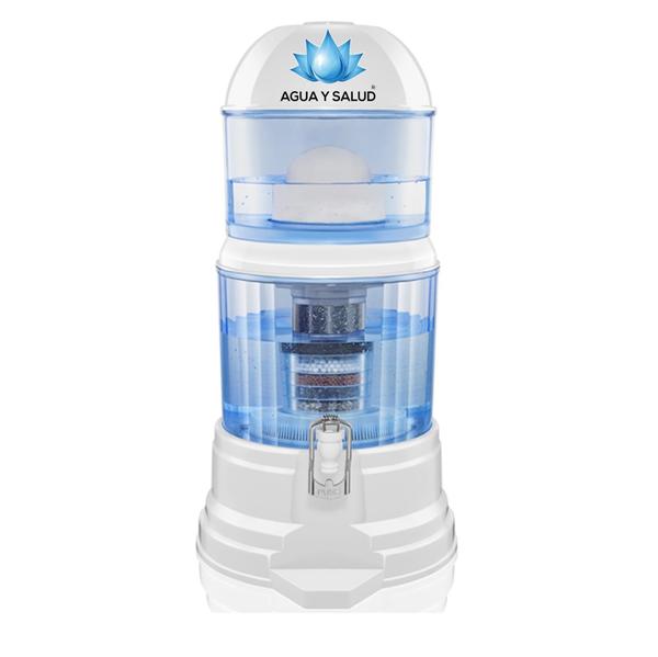 purificador de agua de 8 etapas grande para 12Lts con fondo blanco y marca de agua y salud