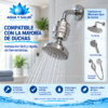 El Filtro Purificador de Ducha Agua y Salud es compatible con la mayoría de las duchas, incluyendo ducha fija, ducha de mano y sistemas con manguera. Filtro purificador de ducha compatible con ducha fija, ducha de mano y manguera