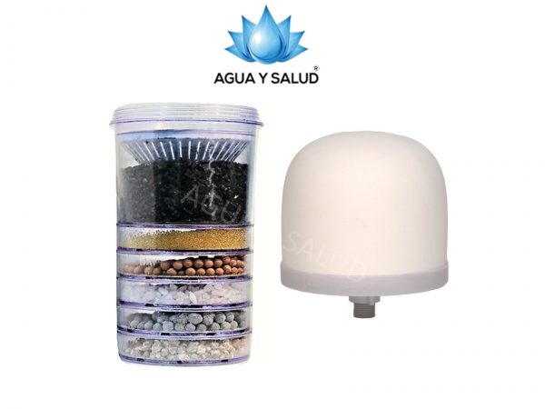 Kit de 2 repuestos con filtro de 6 etapas para purificador de 14lts Agua y Salud Kit de 2 repuestos con filtro de 6 etapas para purificador Agua y Salud