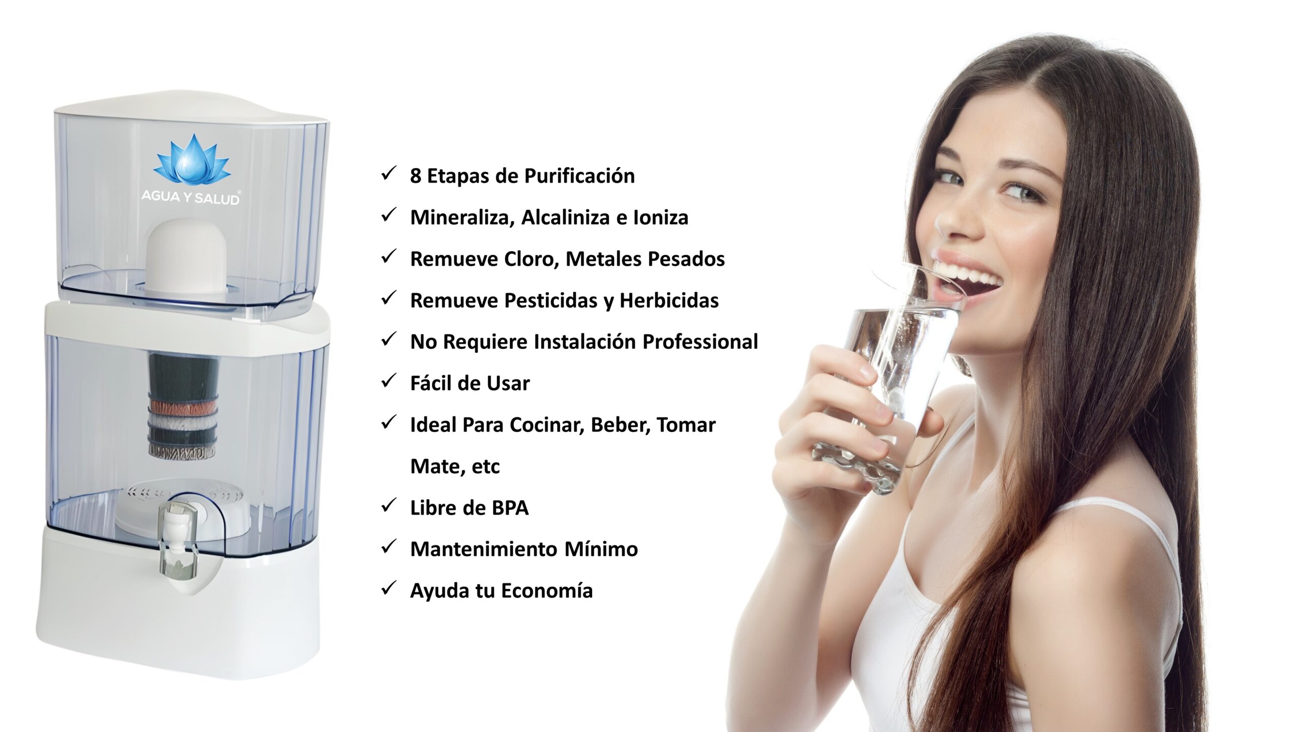 Imagenes describen los beneficios de un purificador de agua de 24 litros Beneficios de un Purificador de Agua