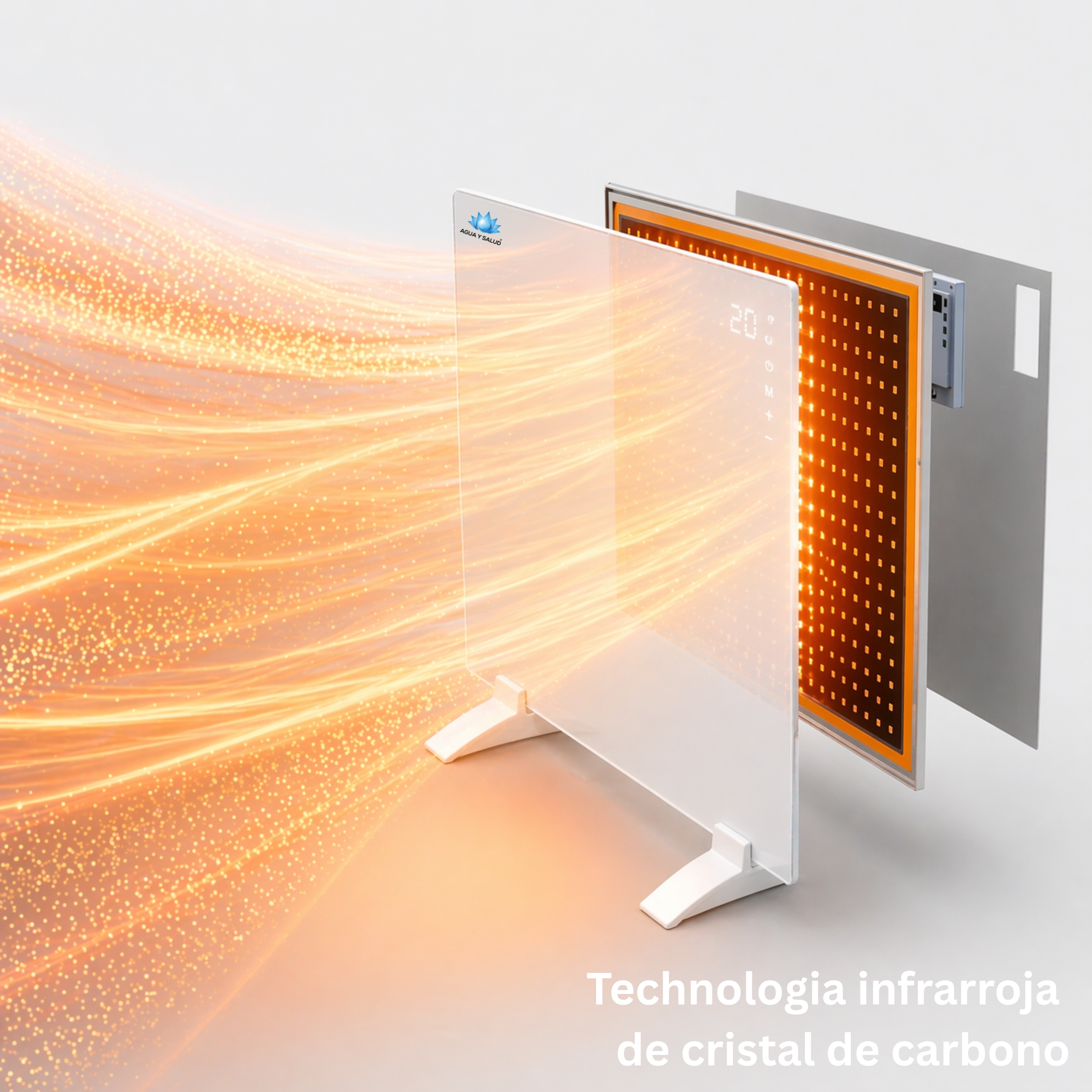 Tecnología infrarroja cristal de carbono panel calefactor Agua y Salud