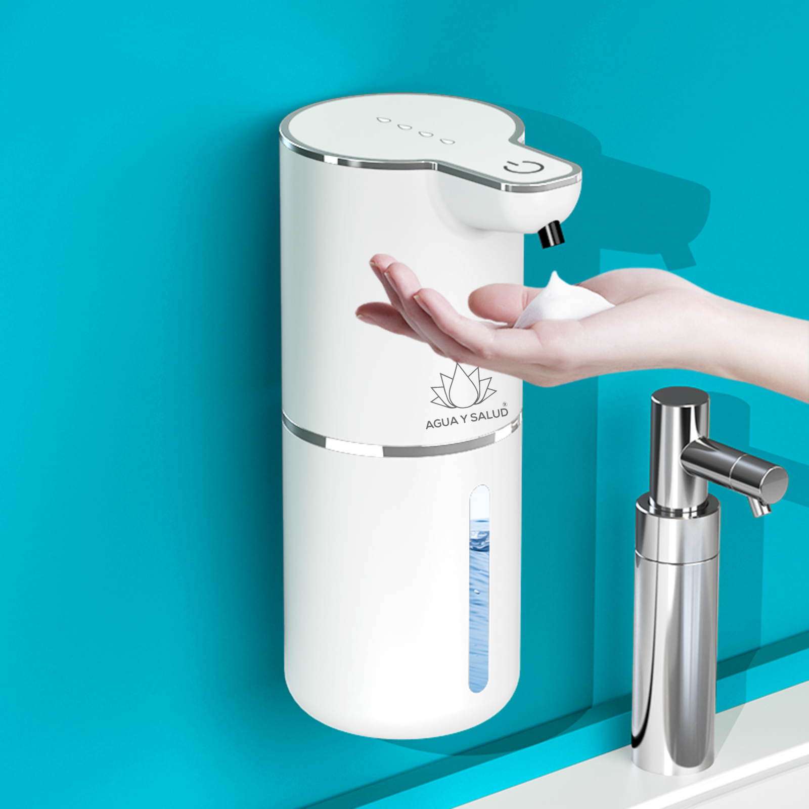 Dispensador jabón espuma automático instalado en pared