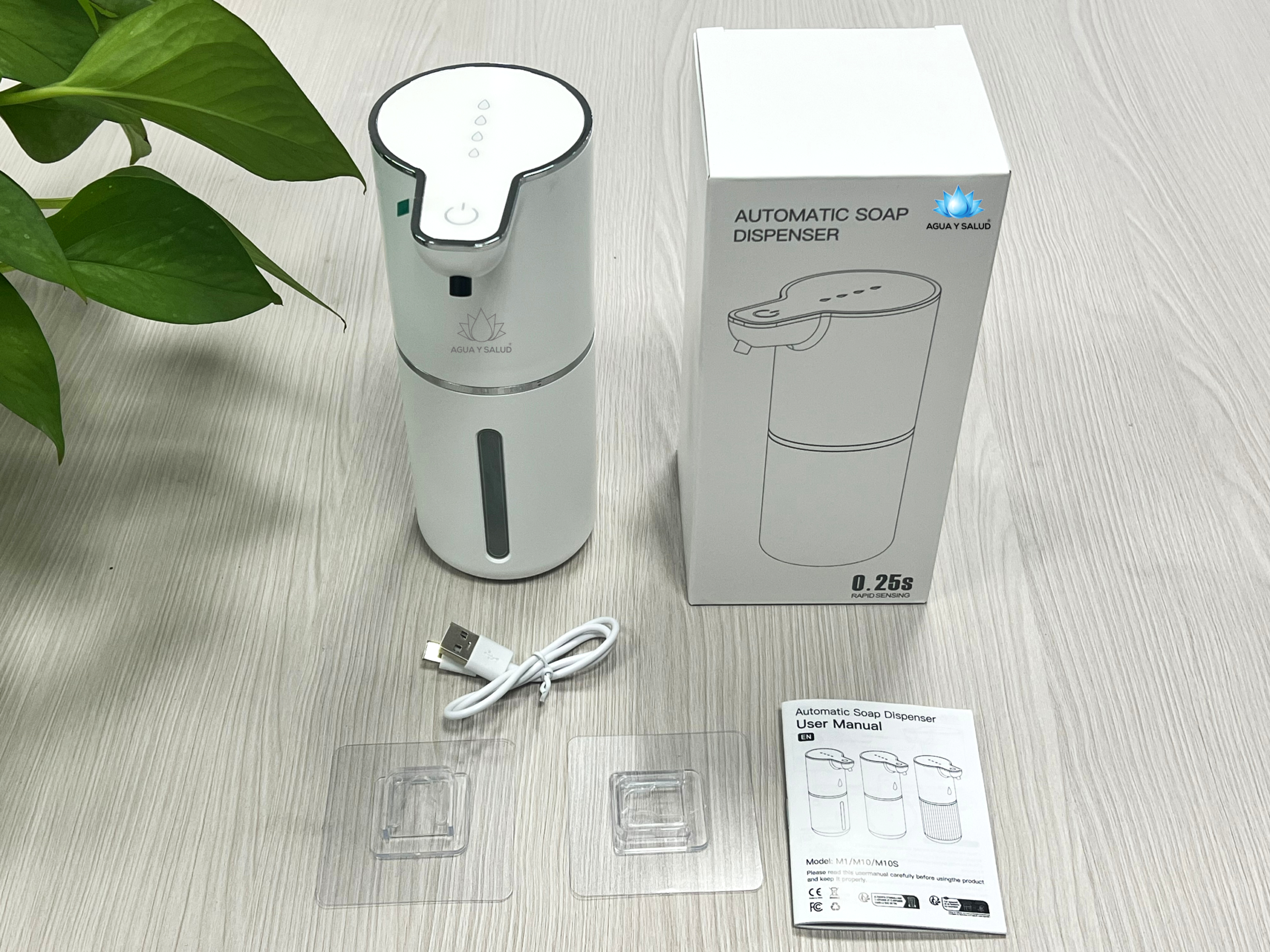 Contenido de la caja dispensador de jabón espuma automático