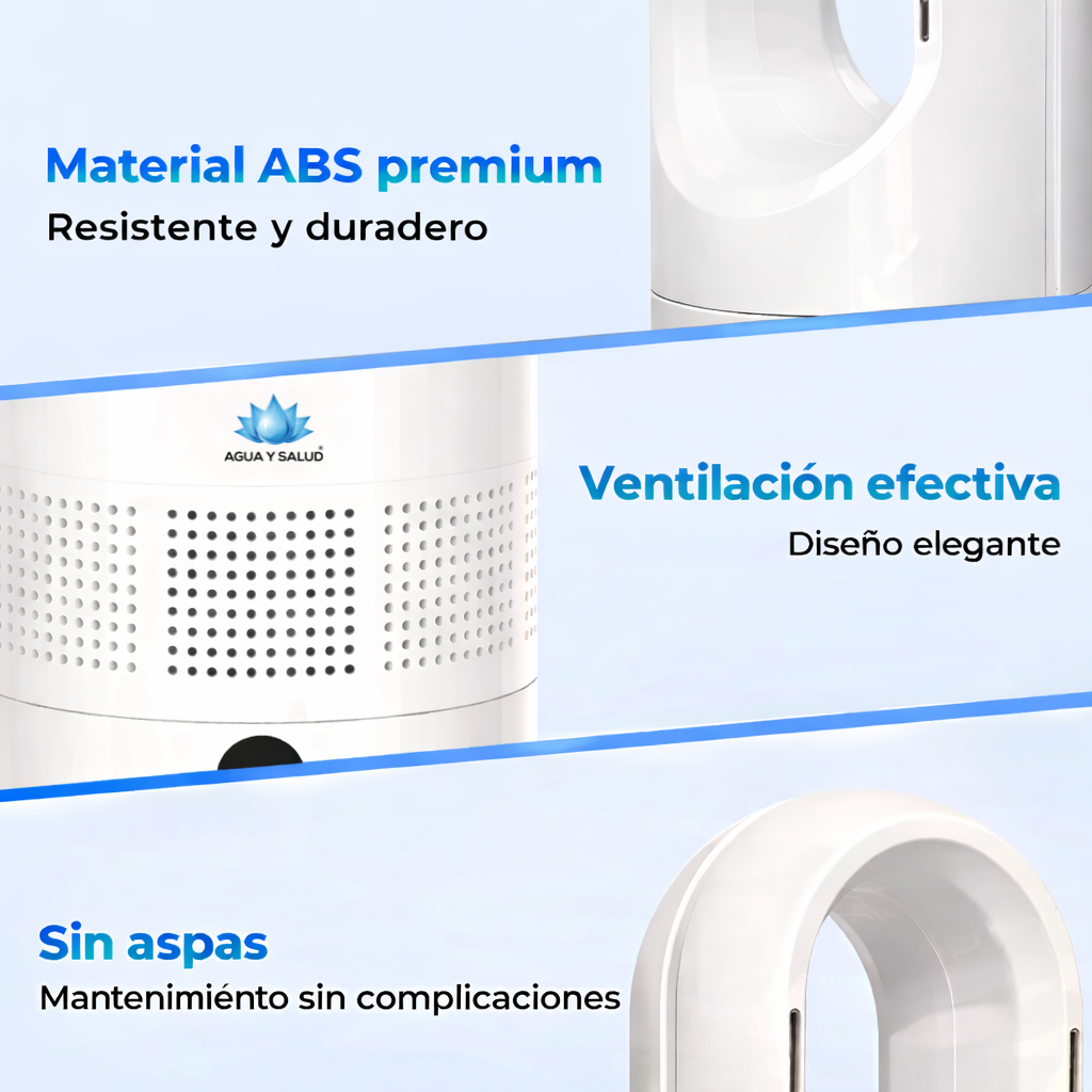 Ventilador sin aspas fabricado en material ABS resistente