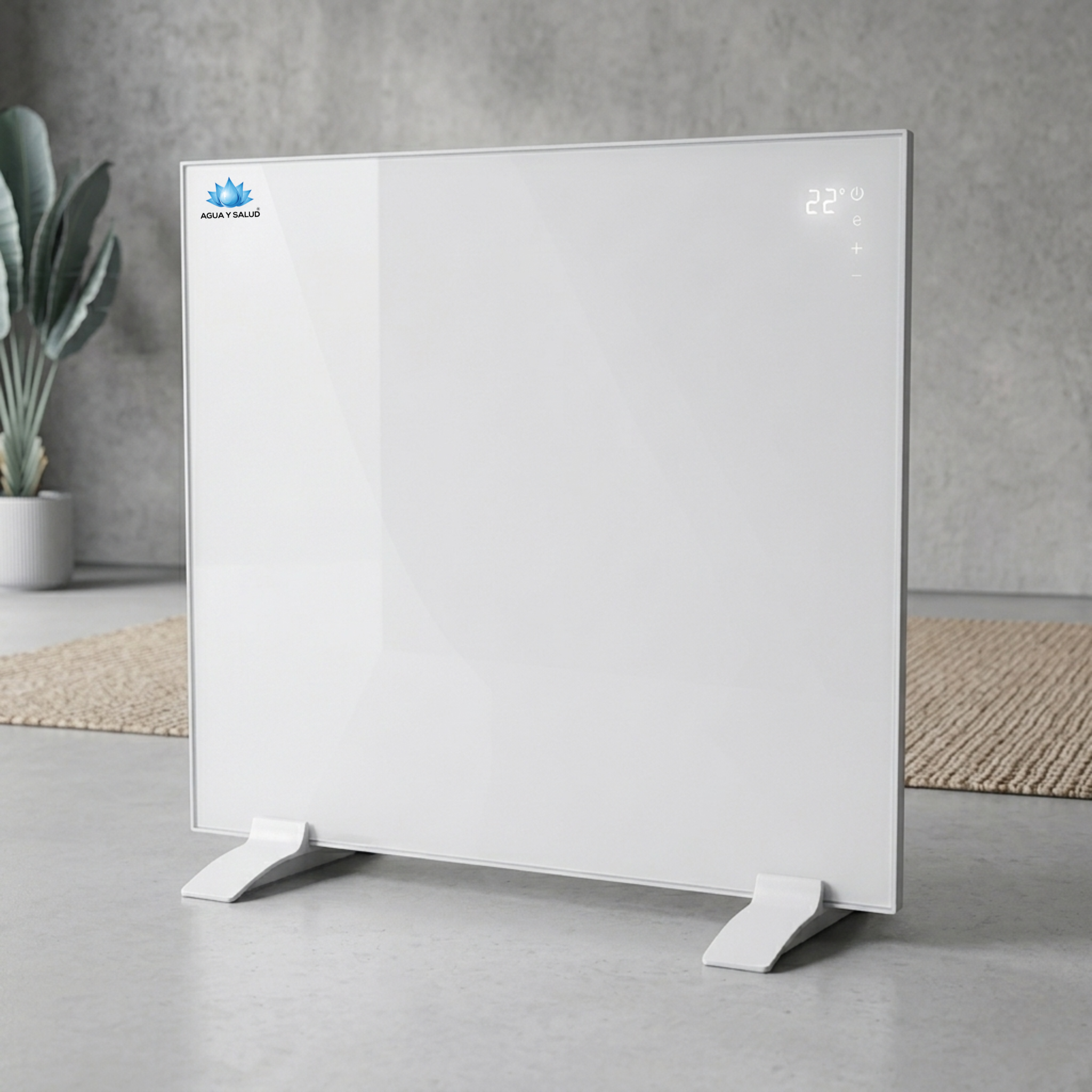 Panel calefactor infrarrojo digital blanco con patitas Uruguay - Agua y Salud