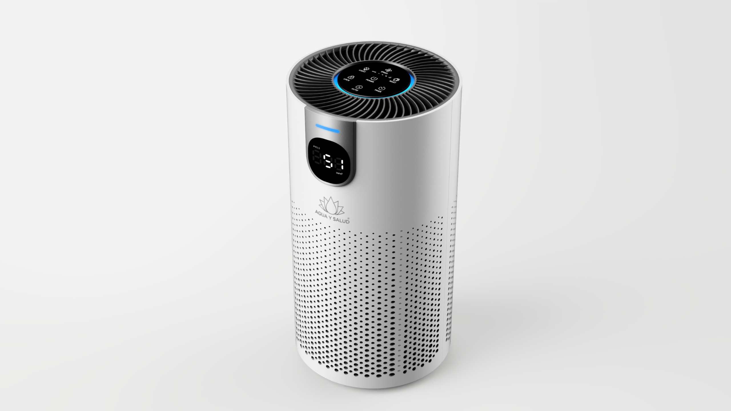 Purificador de aire inteligente AireVital Pro AYS-2 con display PM2.5 en tiempo real y panel táctil superior. 20W, cobertura 20-25m². Stock Uruguay Purificador de aire inteligente AireVital Pro AYS-2 con sensor PM2.5