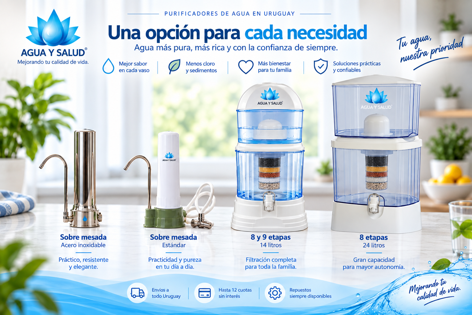 Línea de purificadores y filtros de agua Agua y Salud Uruguay