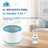 Filtro de repuesto compatible con el Calefactor, Ventilador y Purificador de Aire 3 en 1 de Agua y Salud. El equipo se muestra como referencia de compatibilidad y se vende por separado. Filtro de repuesto junto al Calefactor, Ventilador y Purificador de Aire 3 en 1 de Agua y Salud. Equipo no incluido.